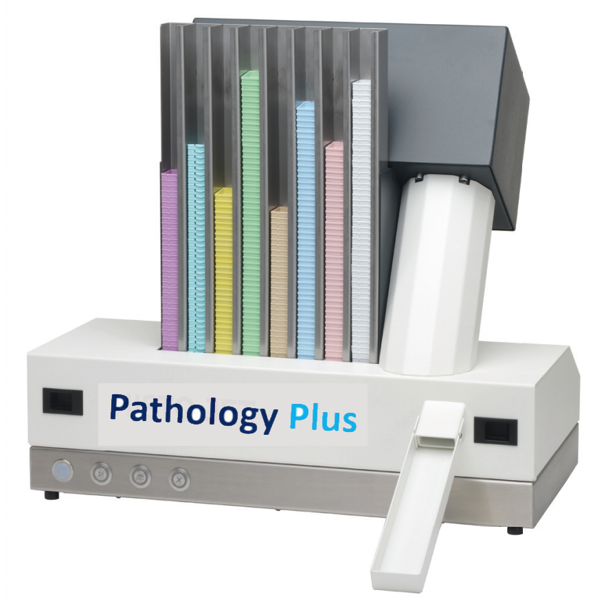 Cassetteprinter laser bedrukt inbedcassettes voor histologie en pathologie.
